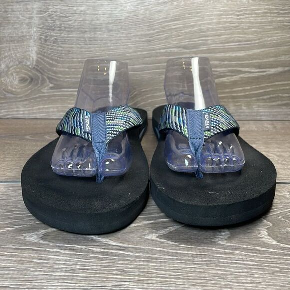 Teva Mush II Men’s Sz 13 Blue Gray Green Black Slip On Thong Flip Flop Sandals - Picture 2 of 11